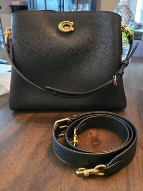 Coach Pebbled Leather Willow Crossbody Bag in Dark Green with Gold Hardware